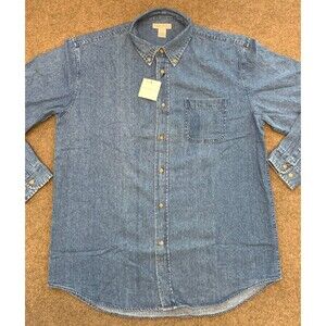 Preswick & Moore Denim Shirt Mens XLT Long Sleeve Chambray Button Down Cotton
